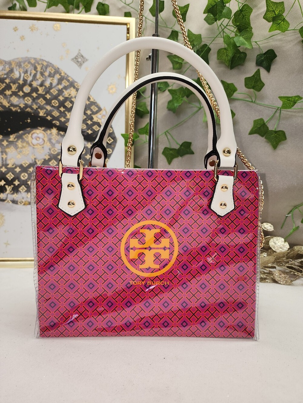 Authentic Tory Burch Shopping Bag In PVC Tote - Picture 4 of 10